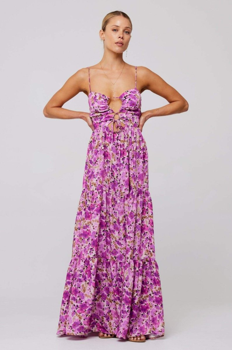 Vestito lungo maxi stampato Beverly con scollo a filo