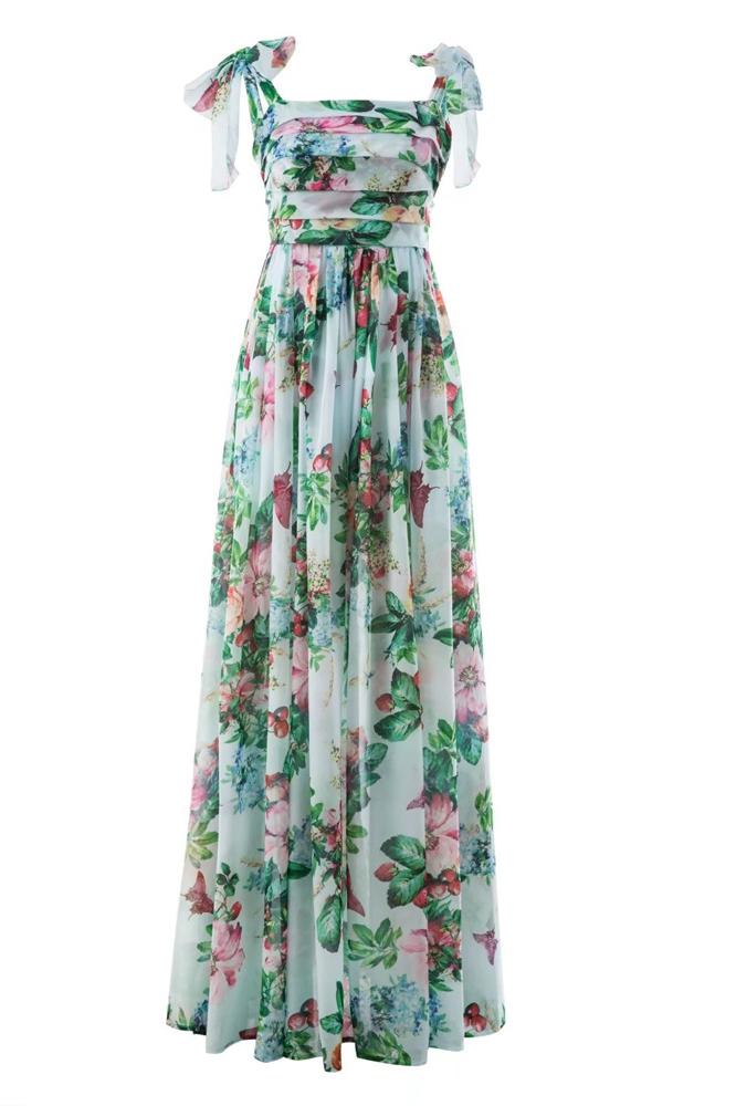 Vestito Maxy con Bretelle Stampate Dinah