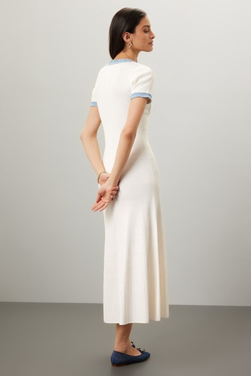 Abito camicia midi a maglia con collo rotondo Elma