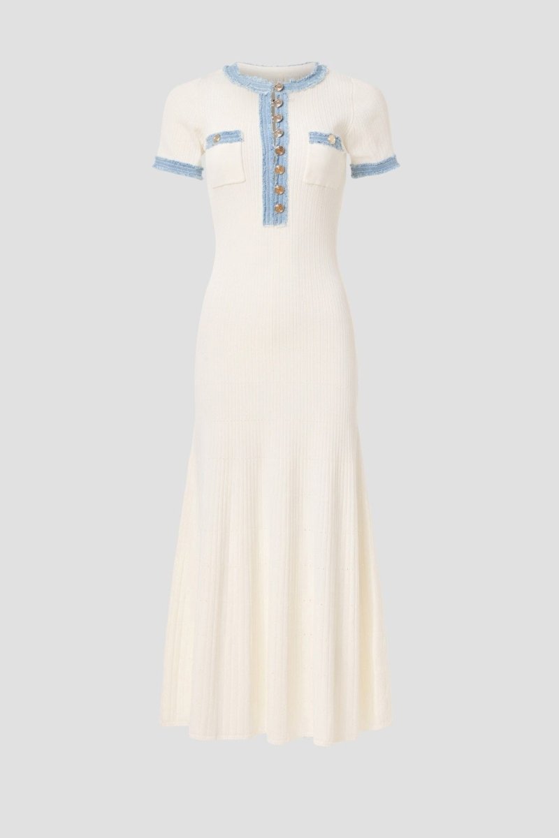 Abito camicia midi a maglia con collo rotondo Elma