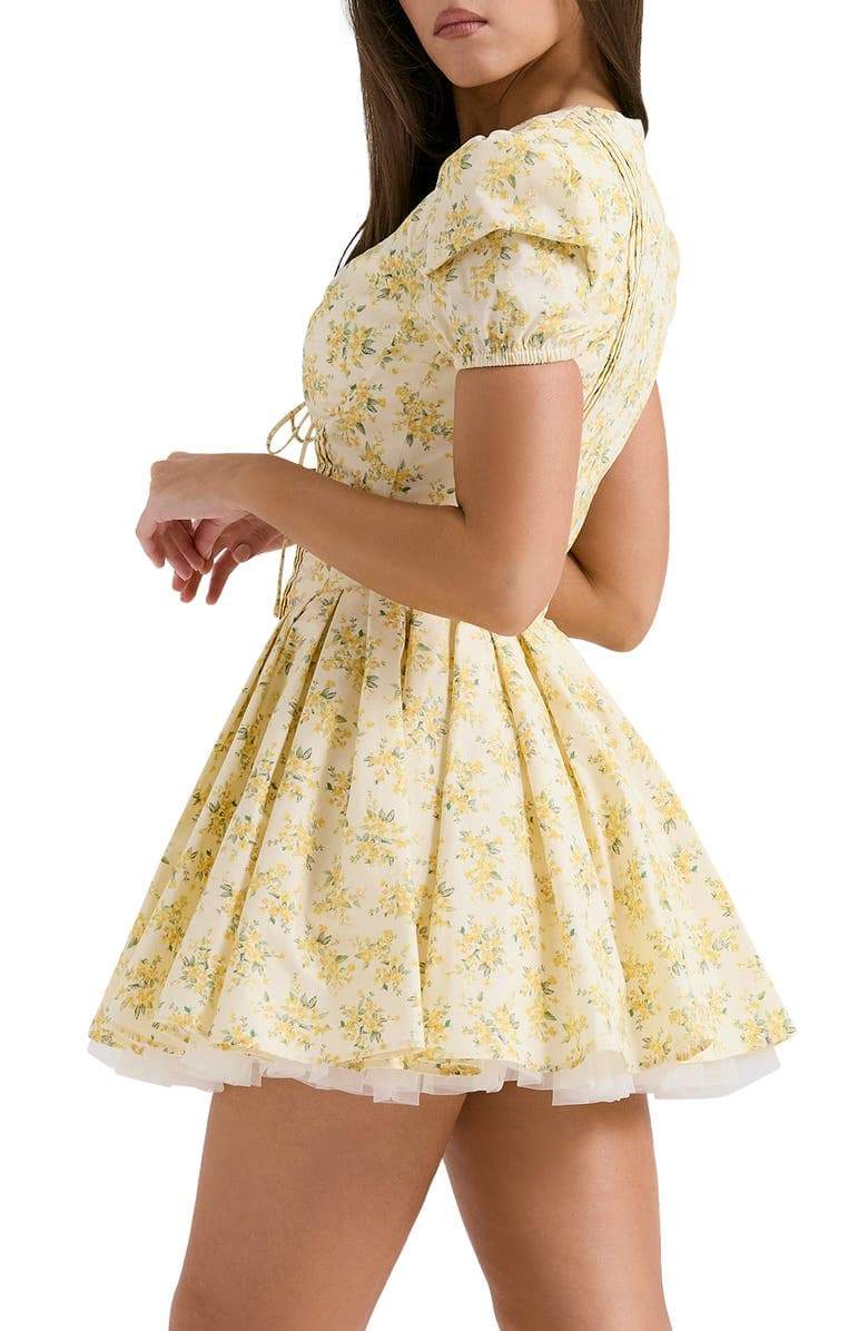 Vestito Mini Corsetto con Scollatura a V e Stampa Floreale Emily