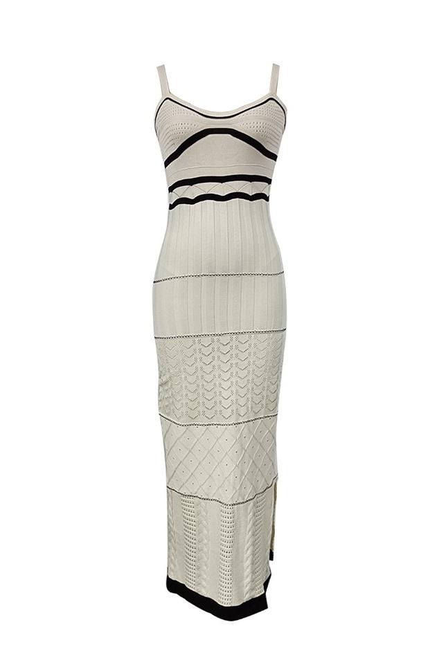 Vestito lungo in maglia Esther con spacchi e dettagli traforati