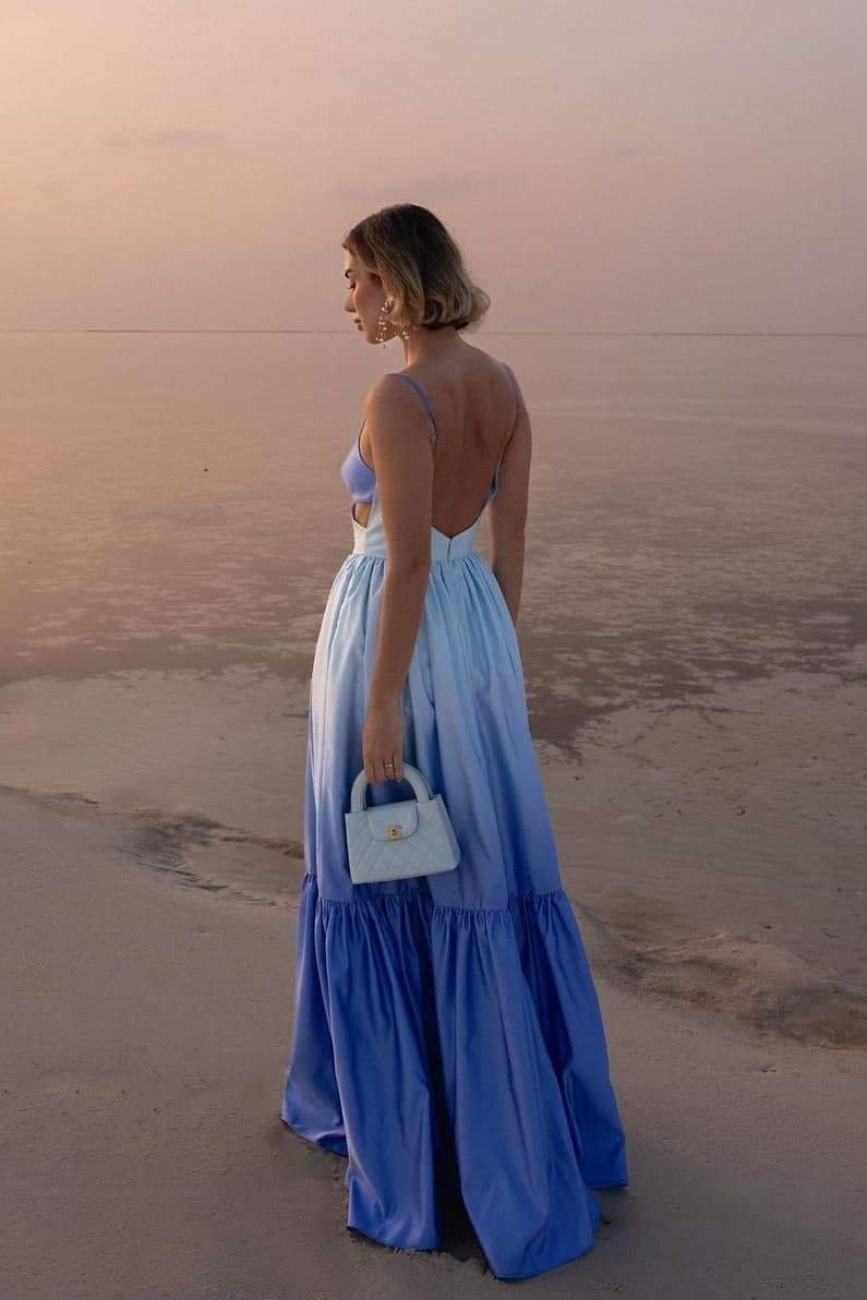 Senza Maniche a Sgradienti Maxi Slip Dress Ethel