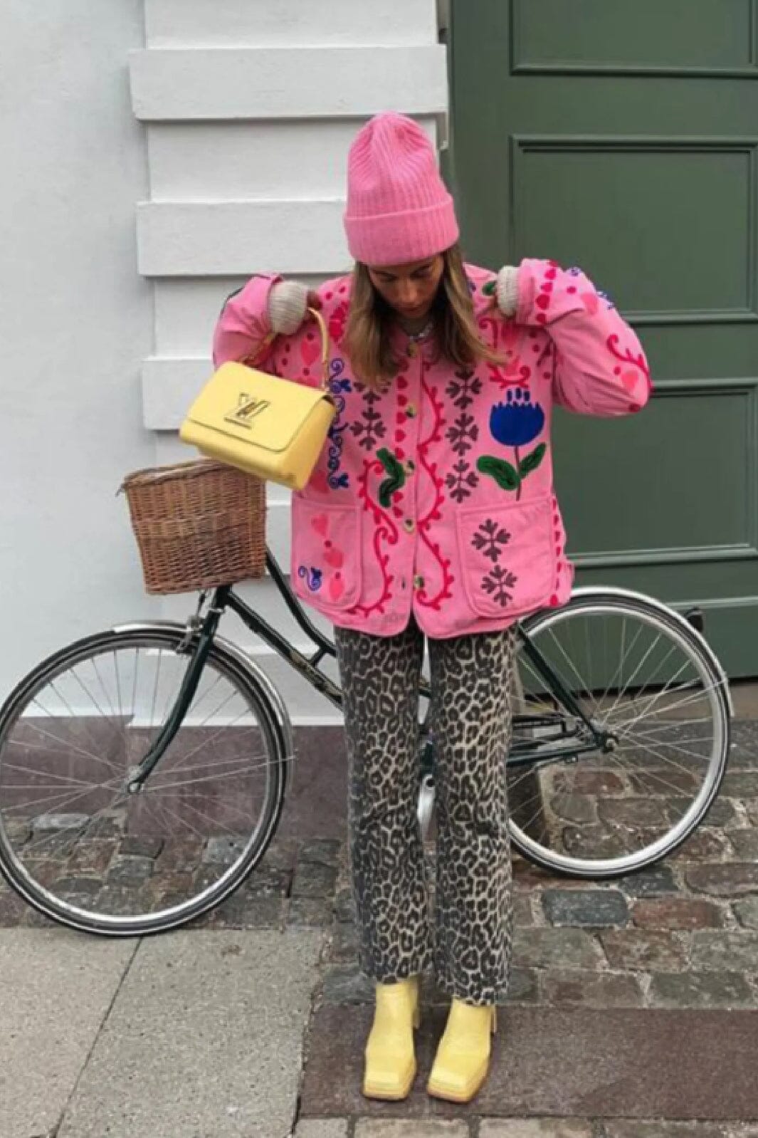 Giacca con tasche e motivo floreale carino