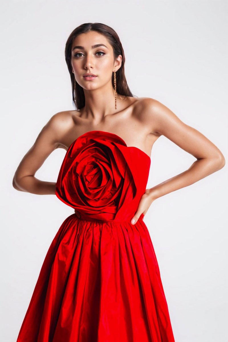 Vestito lungo maxi senza spalline Frederica Flower
