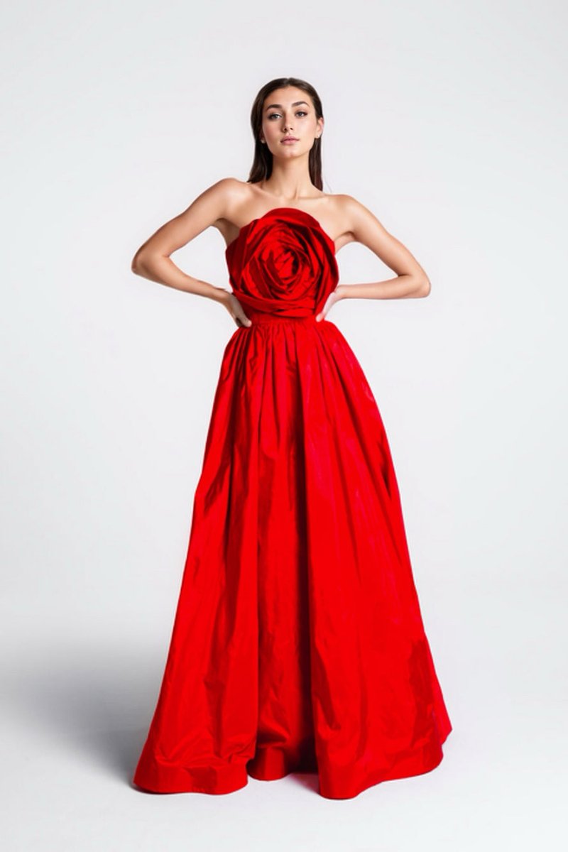 Vestito lungo maxi senza spalline Frederica Flower