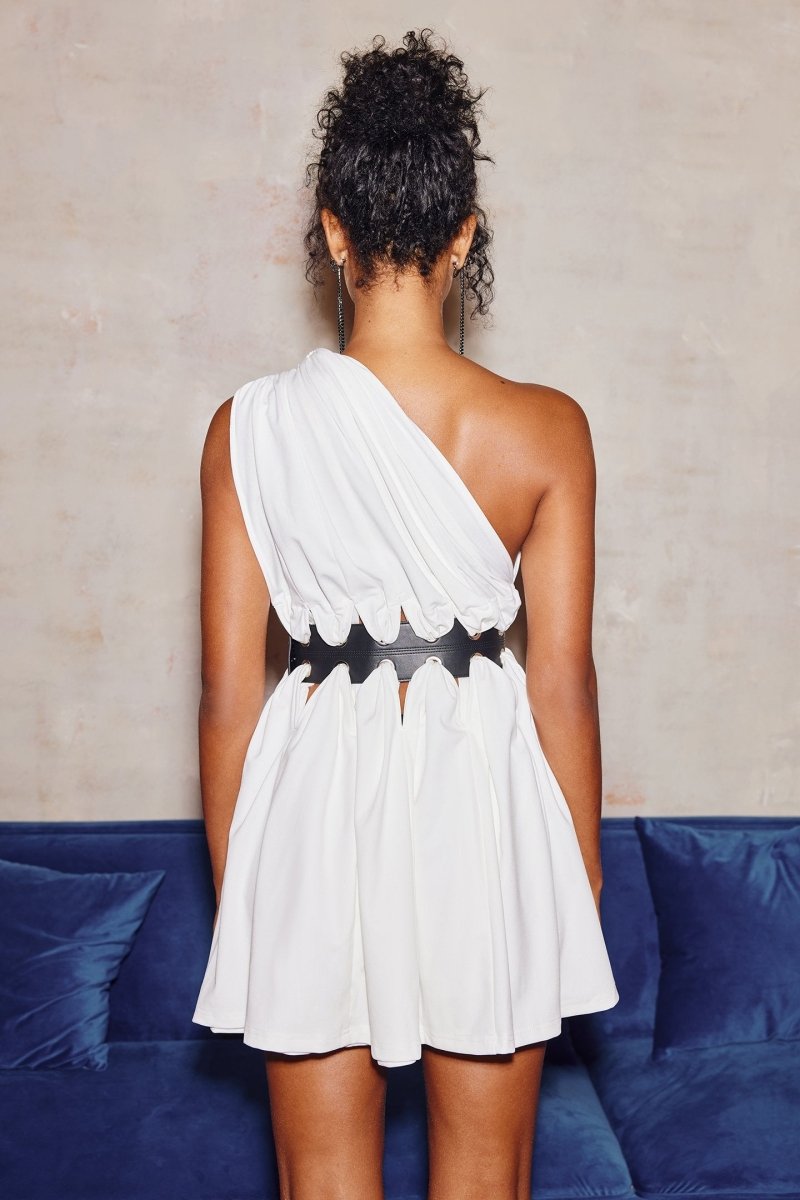 Vestito Mini con Cintura Gemma e Spalla Asimmetrica