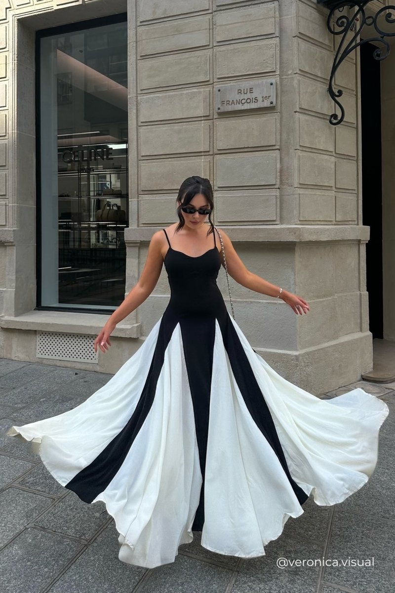 Vestito lungo a blocchi di colore Griselda