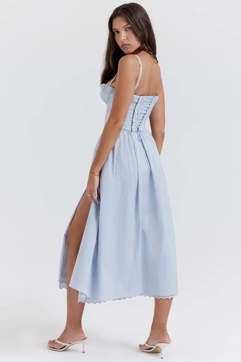 Vestito Midi con Corsetto Ricamato in Pizzo Helen