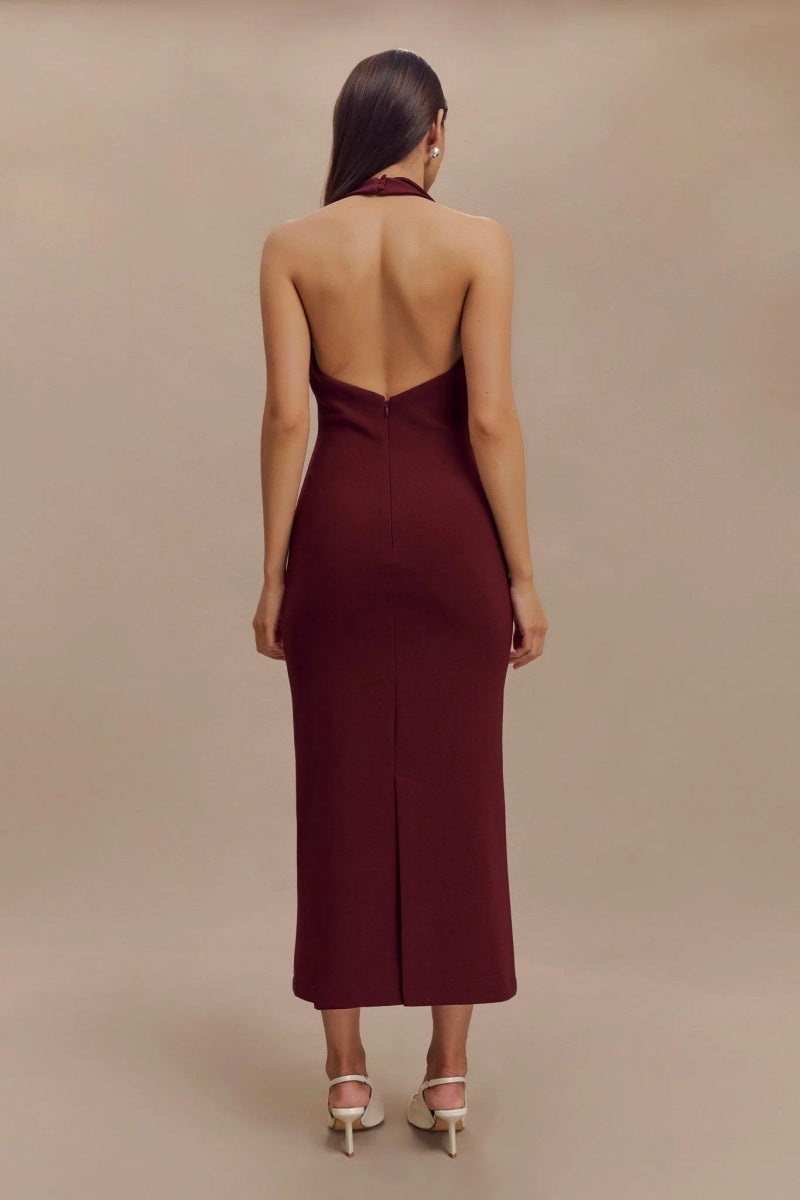 Vestito Midi Crepe con Colletto a Collaretto