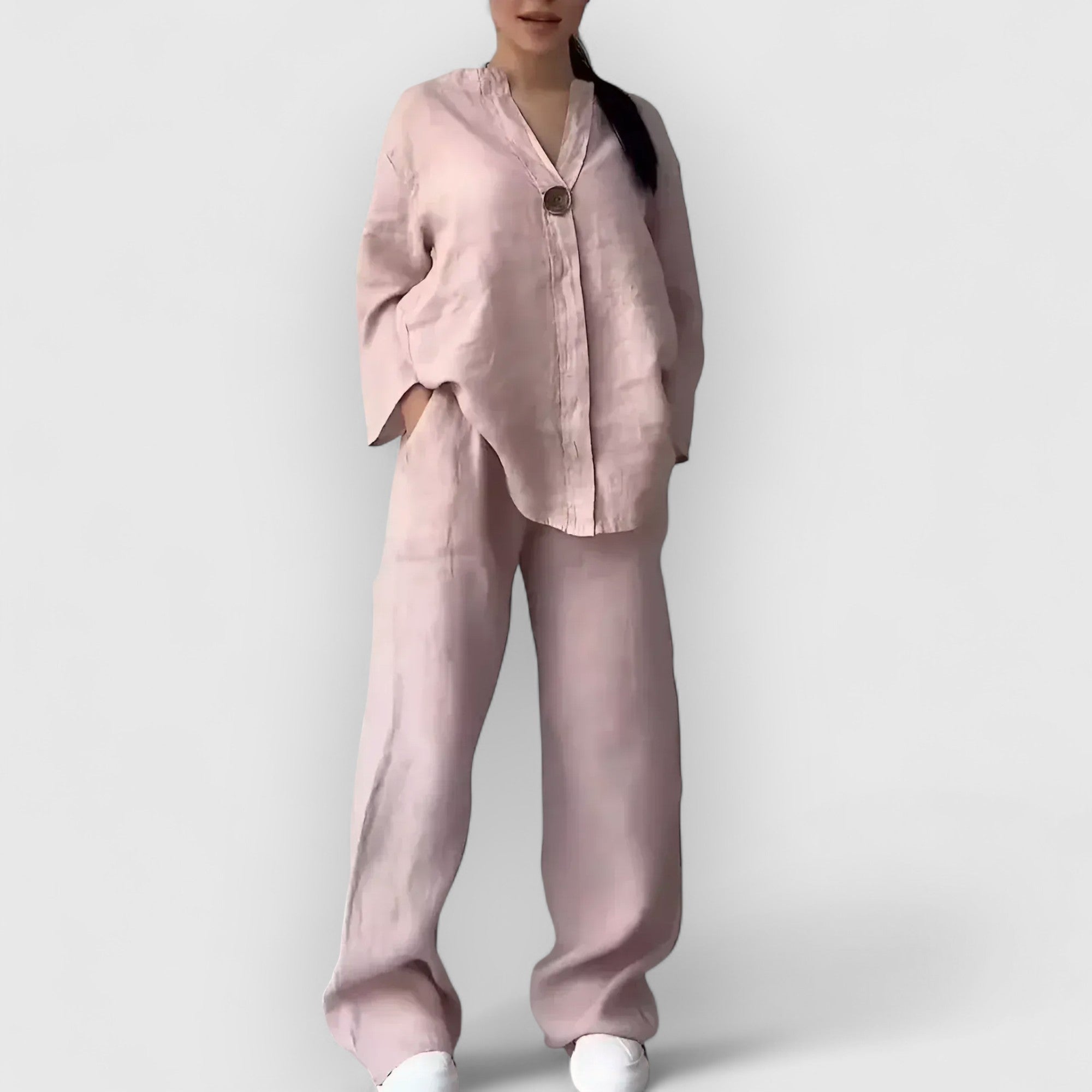 Margherita – Set di lino due pezzi in stile rilassato ed elegante