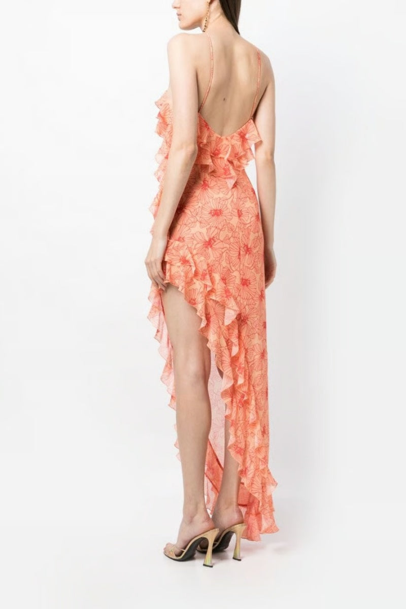 Vestito Midi Tranquillo con Volants