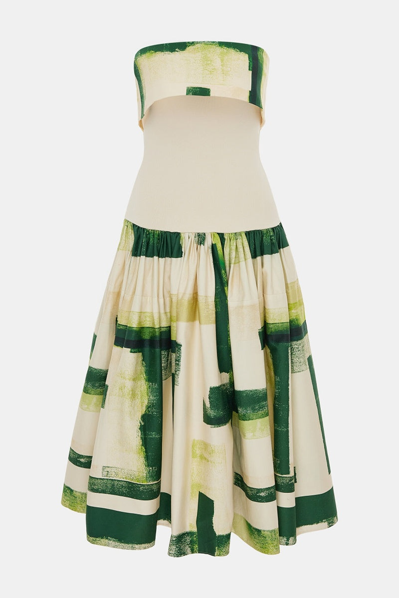 Vestito midi con stampa a olio