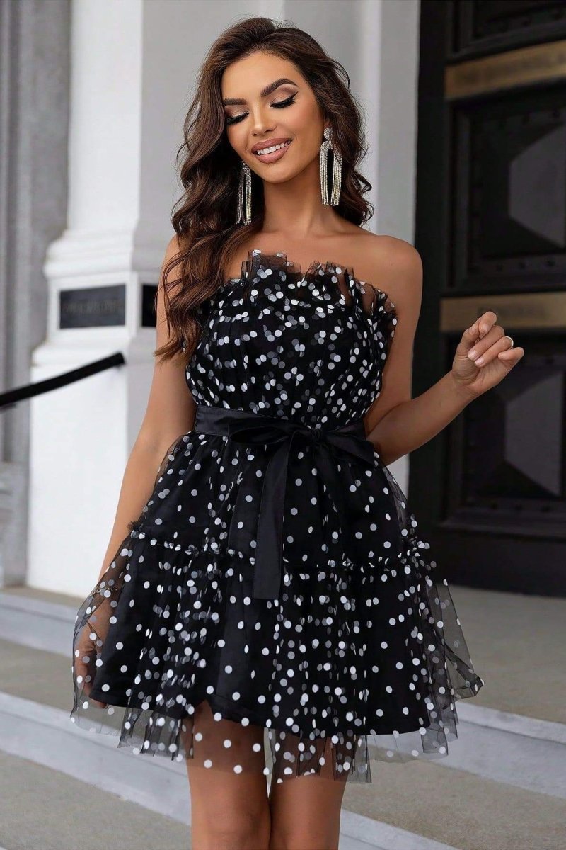 Vestito Mini in Tulle a Pois Ina
