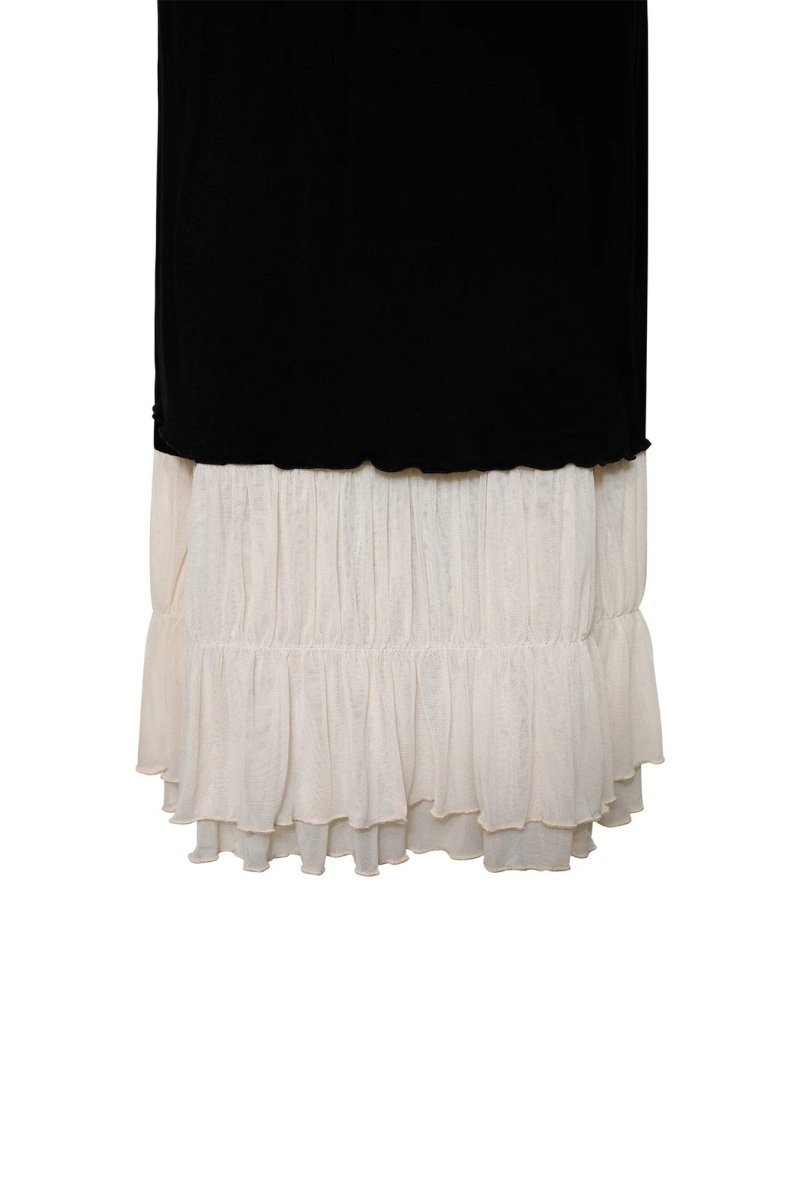 Vestito lungo max con scollo a V Irene e merletto