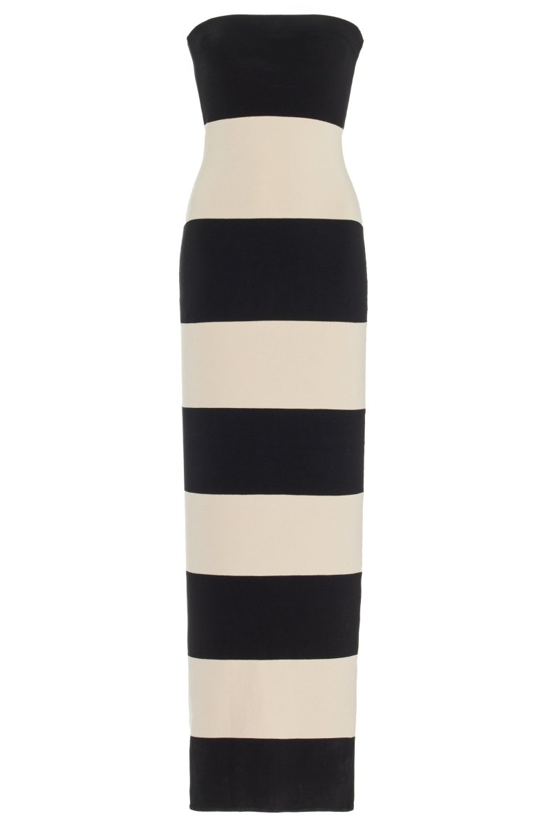 Vestito midi senza spalline a righe Joanne