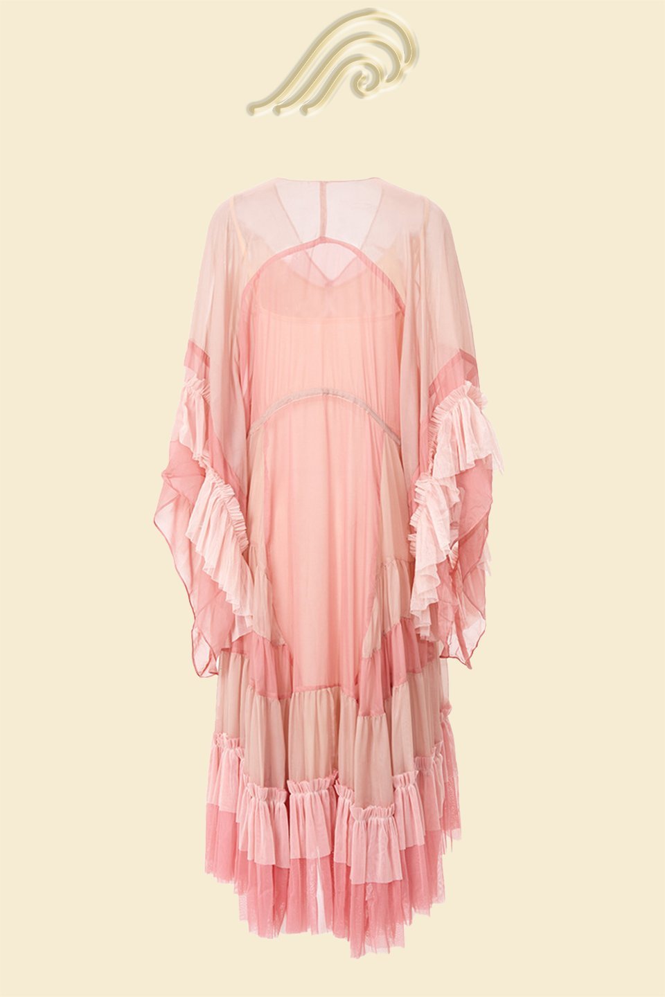 Vestito lungo midi in mesh a gradiente rosa Katie