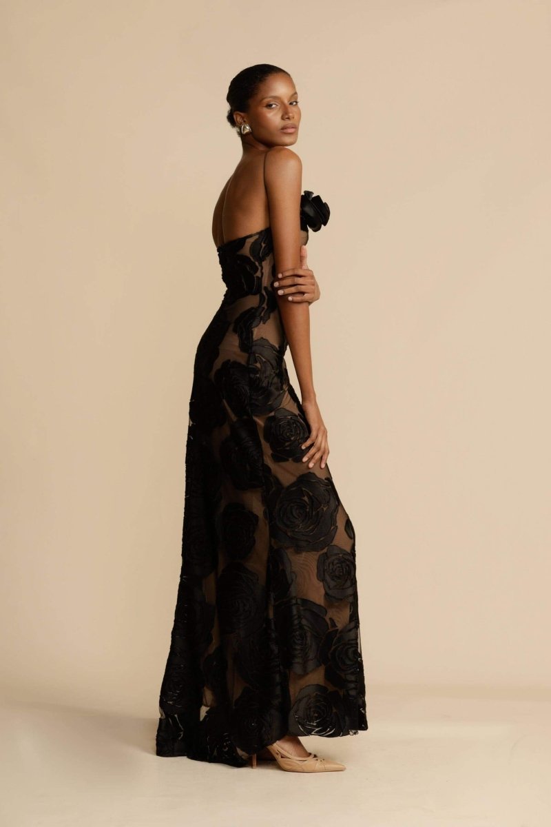 Vestito lungo modello maxi con stampa floreale e una spalla sola Lindsay