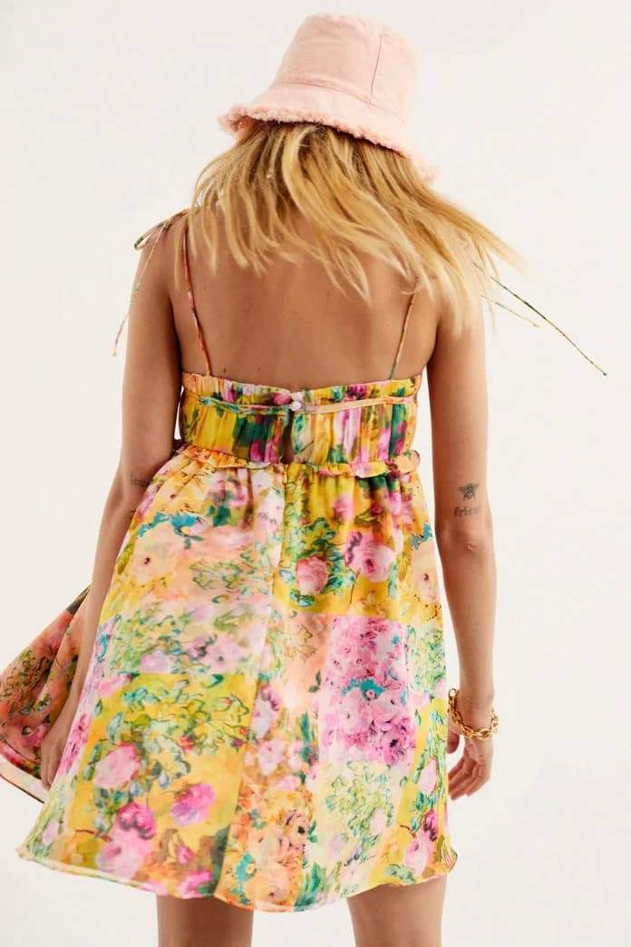 Vestito Mini in Chiffon con Stampa Floreale Mona