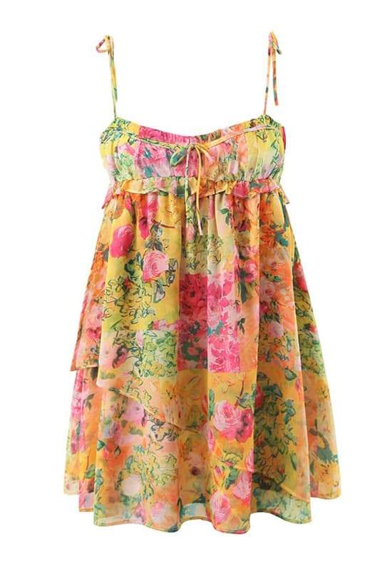 Vestito Mini in Chiffon con Stampa Floreale Mona