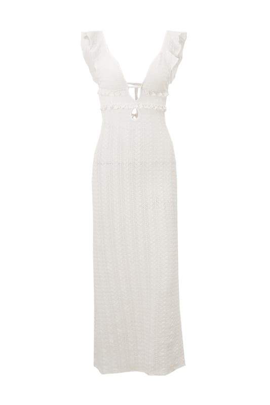 Vestito Maxi in Maglia con Rouches Muriel a Taglio Aperto