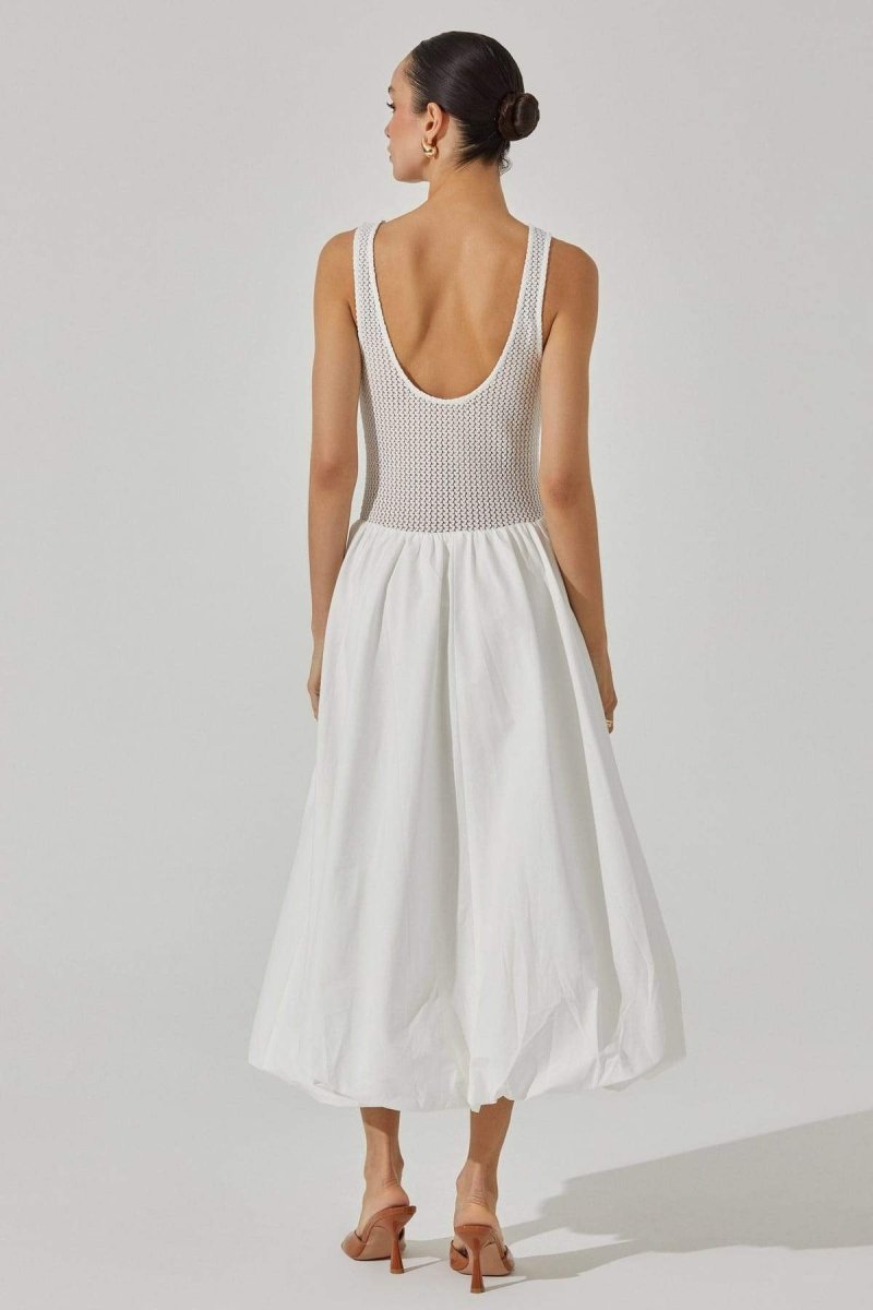 Vestito midi svasato senza maniche con contrasto per la sposa