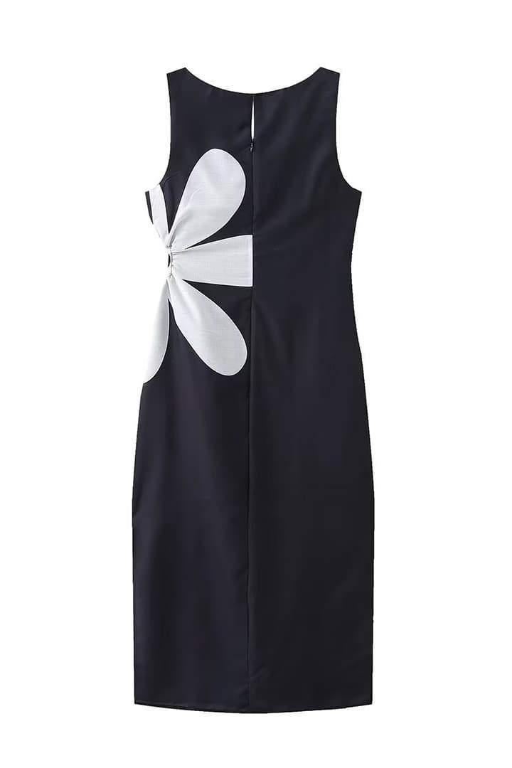 Vestito lungo midi con stampa floreale Ophelia e apertura