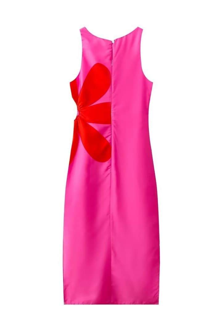 Vestito lungo midi con stampa floreale Ophelia e apertura