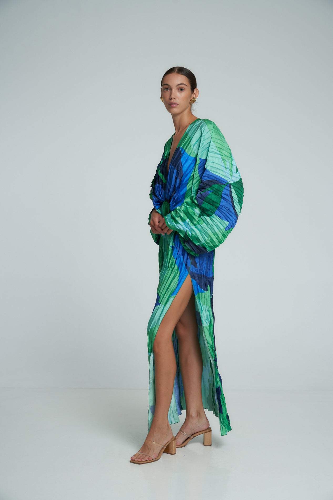 Vestito Maxi in Plissé Stampato Pamela