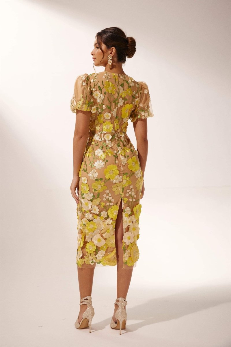 Vestito Midi Floreale con Scollo a V Sally