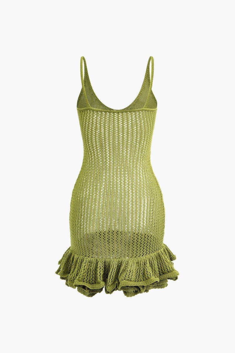 Vestito mini in maglia Sara a V con volant sul risvolto