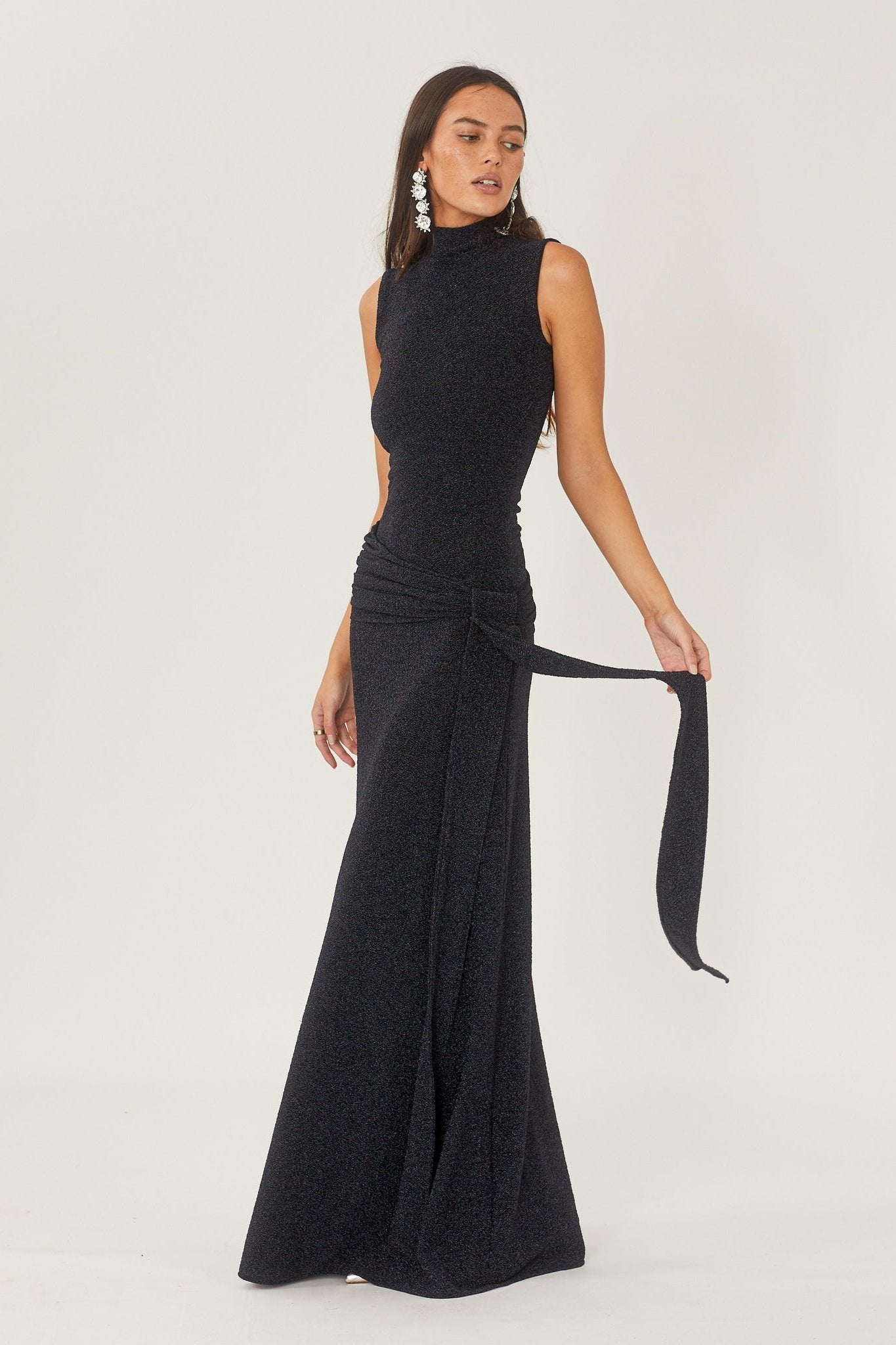 Vestito Maxi in Maglia con Bretelle Metallici Shonna