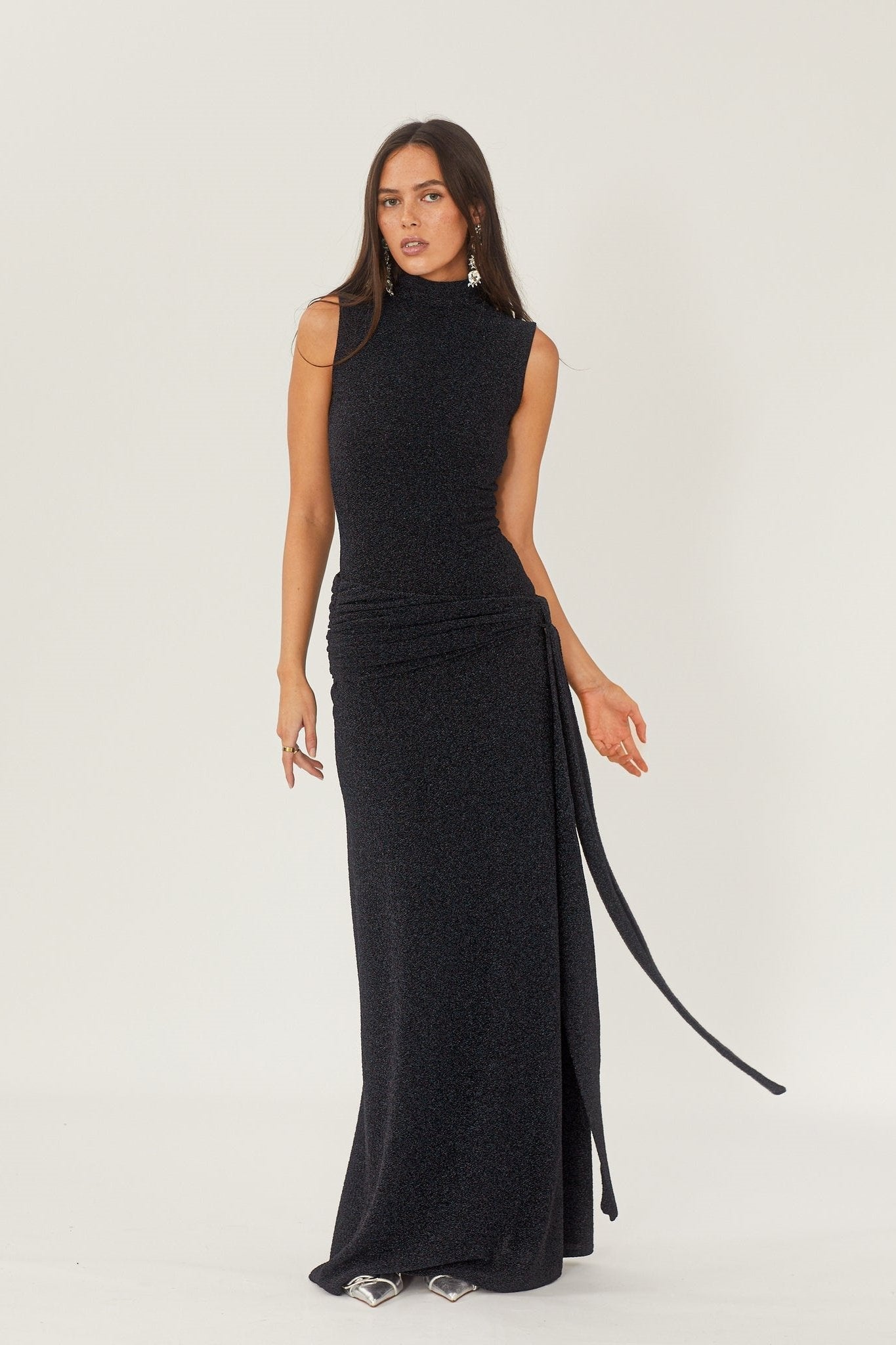 Vestito Maxi in Maglia con Bretelle Metallici Shonna