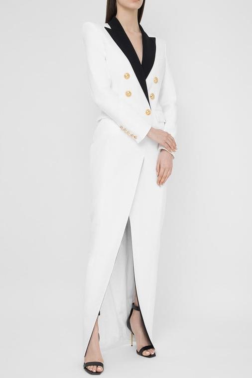 Vestito lungo blazer tuxedo colorblock Silas