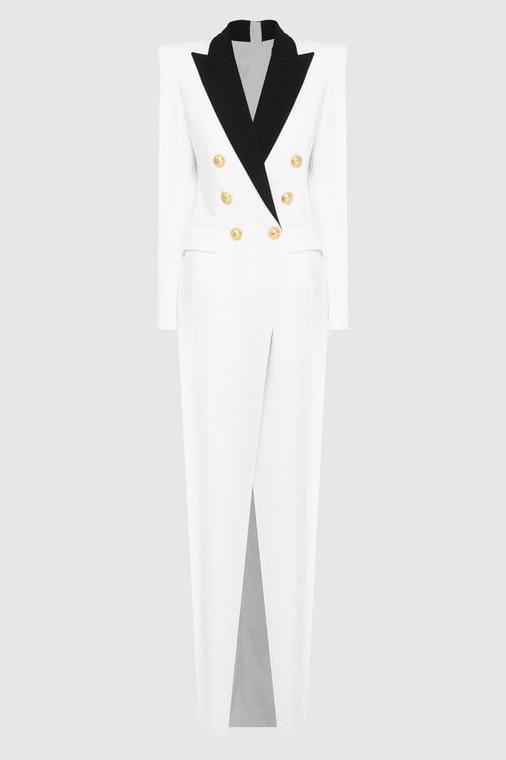 Vestito lungo blazer tuxedo colorblock Silas