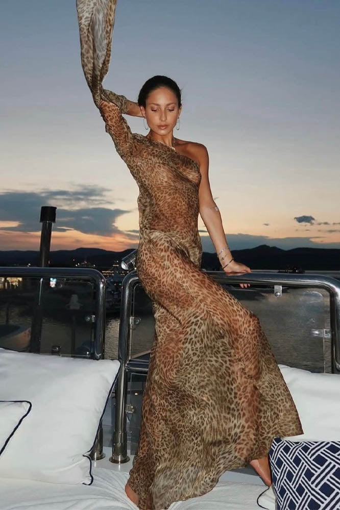 Vestito Leopard Mirage a Spalla Scorrevole