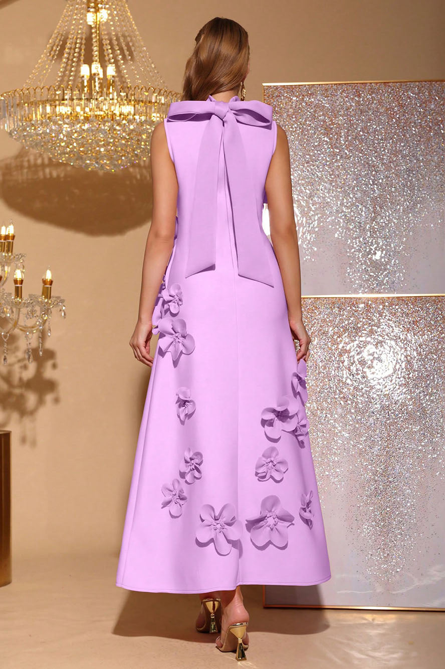 vestito maxi senza maniche decorato con fiori Ethel