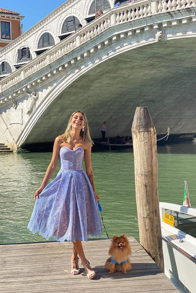 Vestito Midi Estivo Senza Spalline Romantico