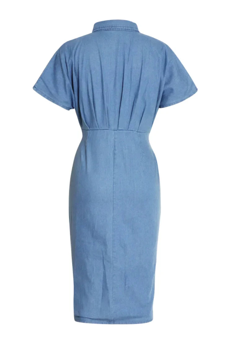 Vestito midi camicetta in denim annodato Gina