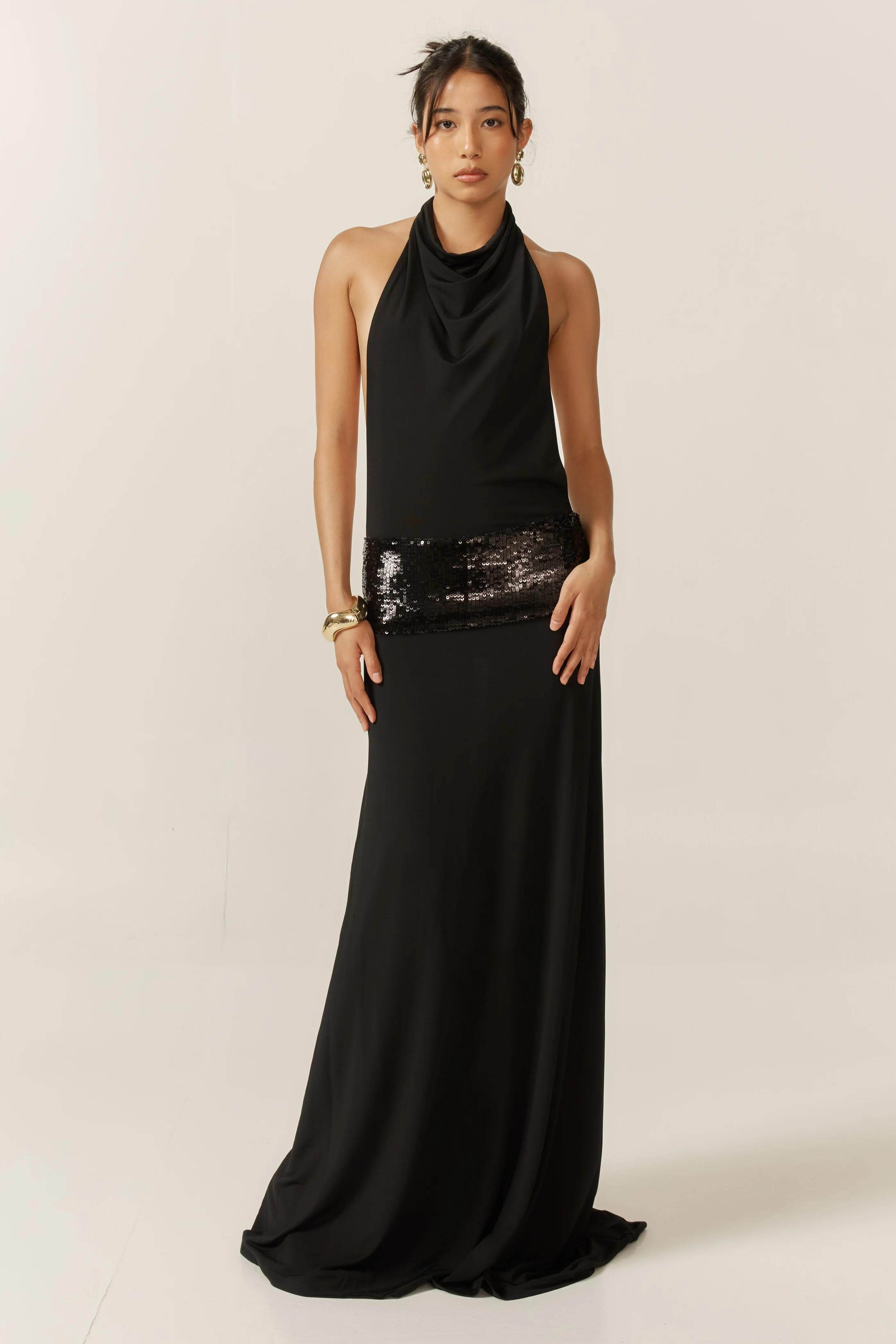 Abito lungo nero Adele Halter