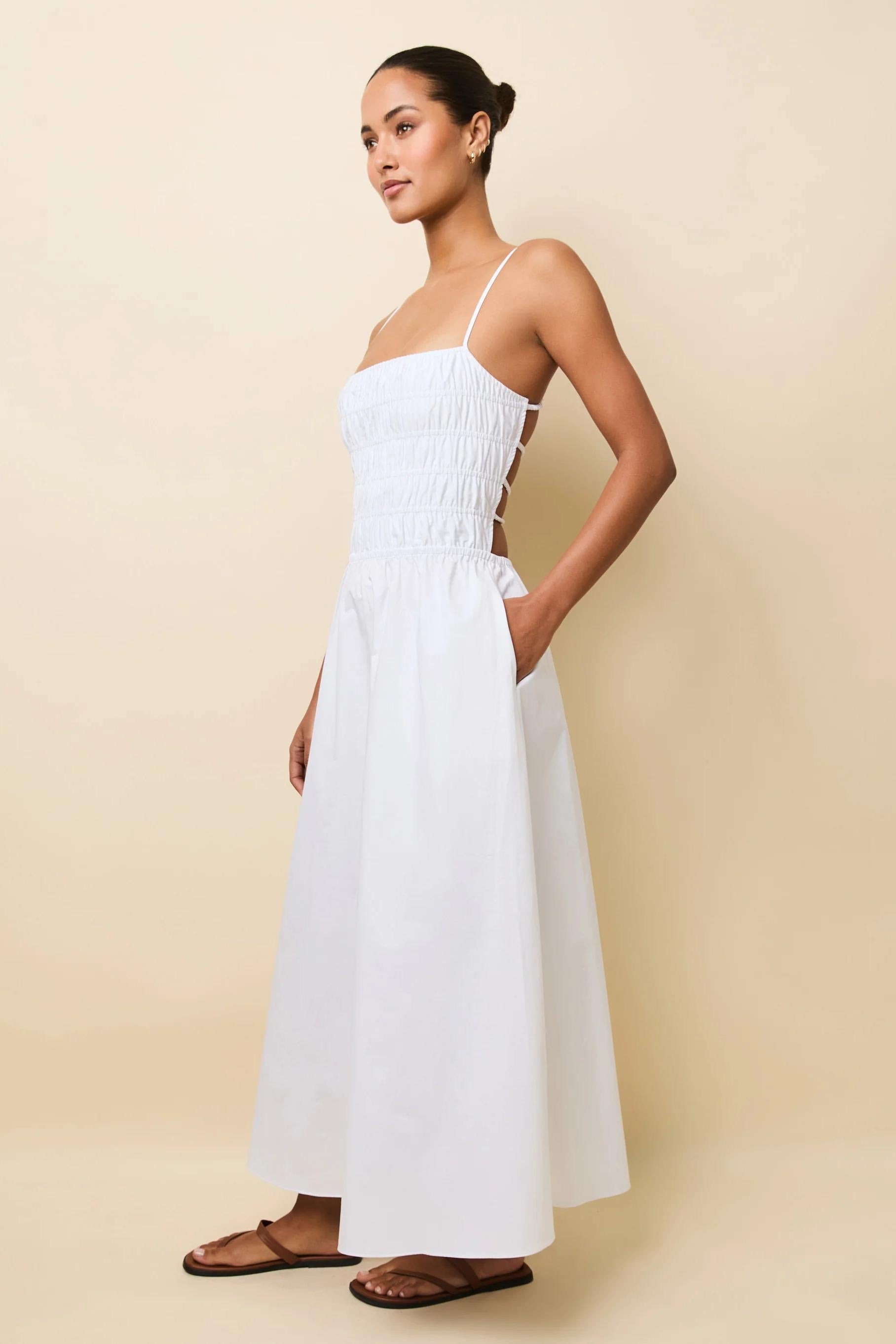 Vestito Midi Delta Colore Bianco Ottico