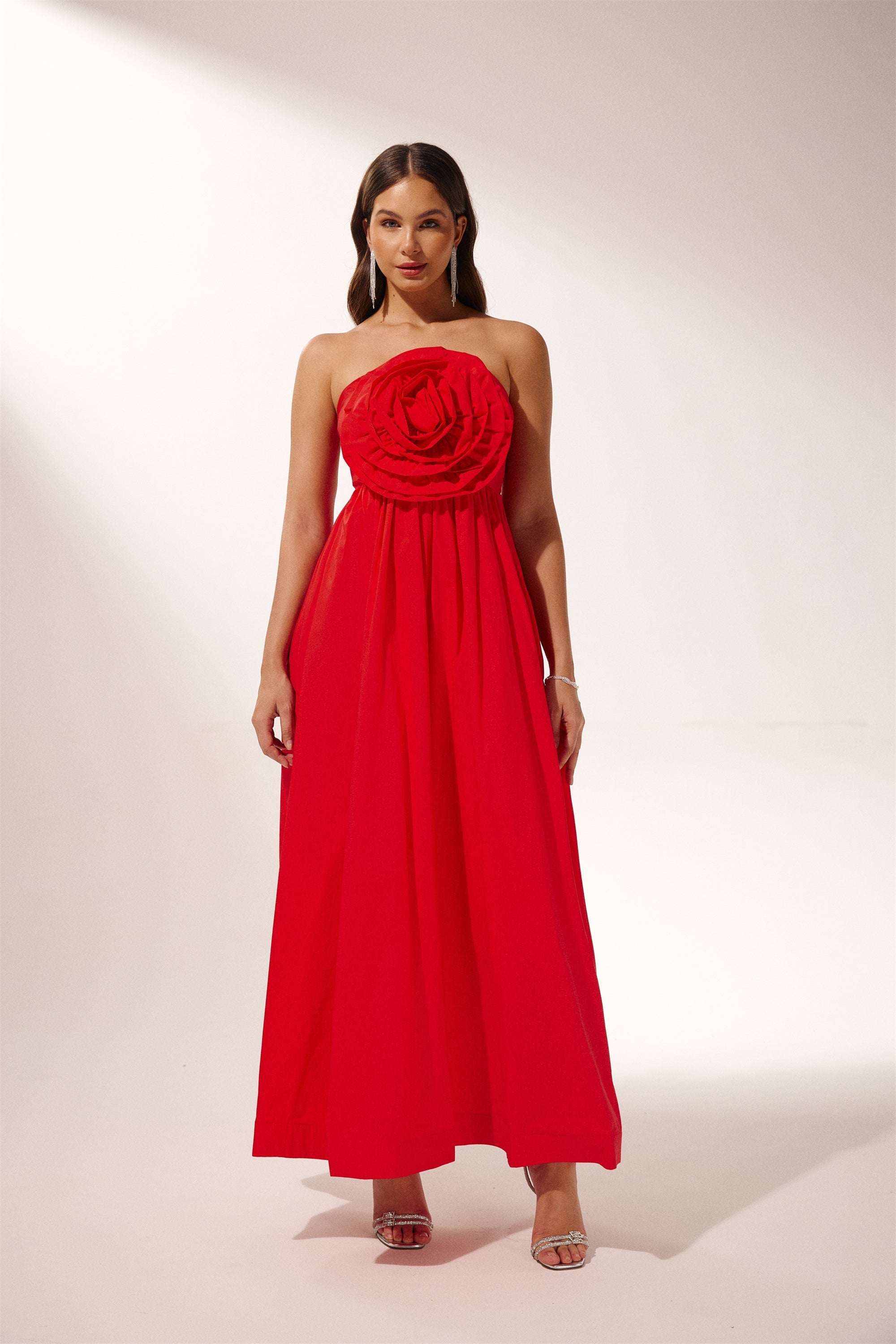 Vestito lungo maxi senza spalline Frederica Flower