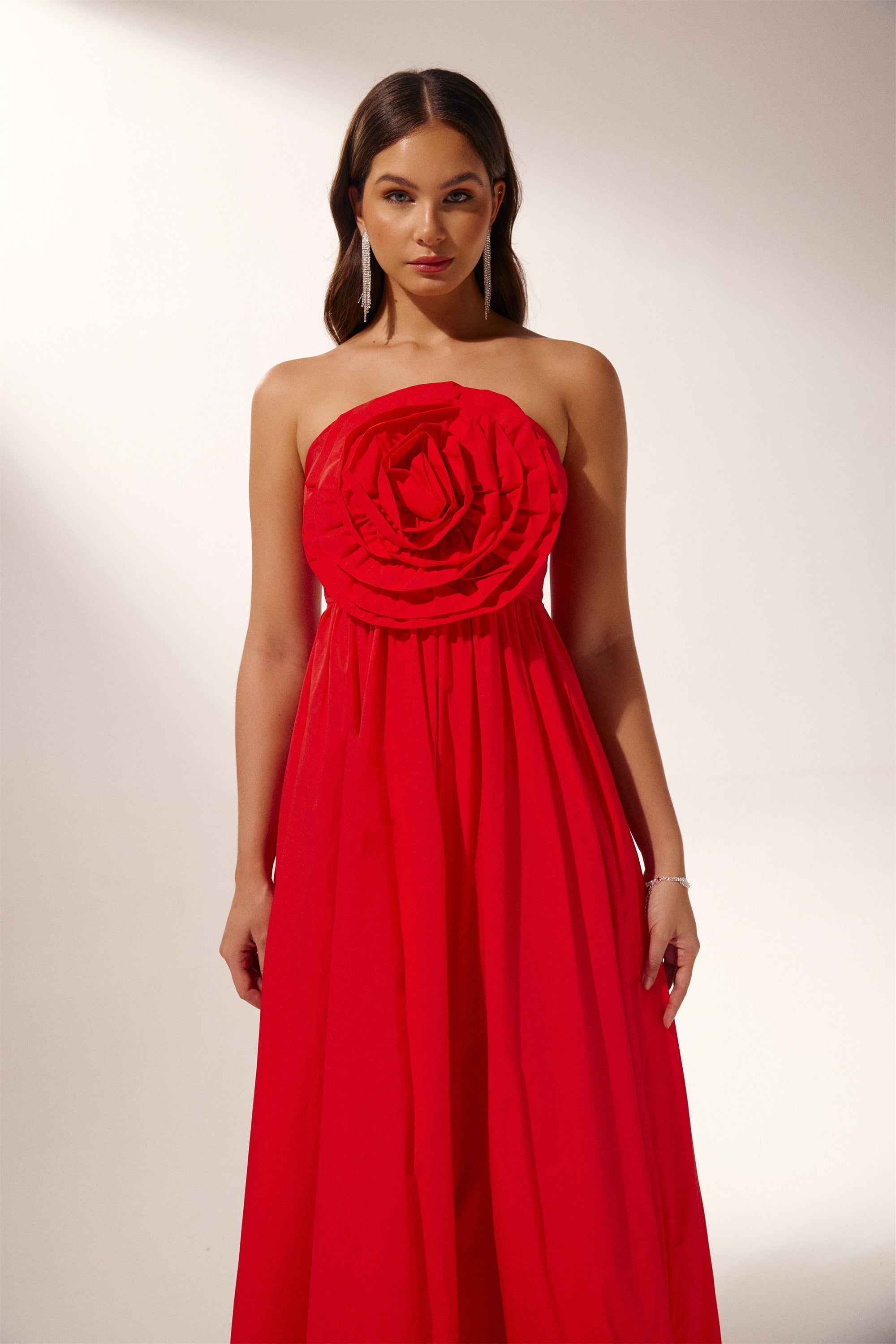 Vestito lungo maxi senza spalline Frederica Flower