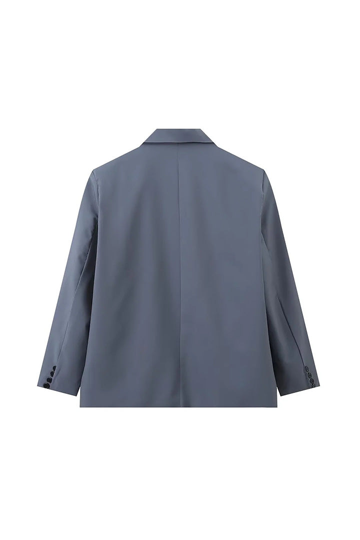 Blazer Oversized con Spacco Laterale Blu Acciaio