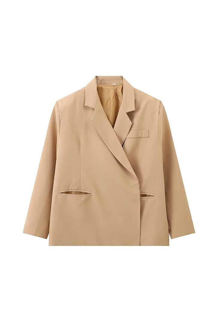 Blazer Oversized con Spacco Laterale Blu Acciaio