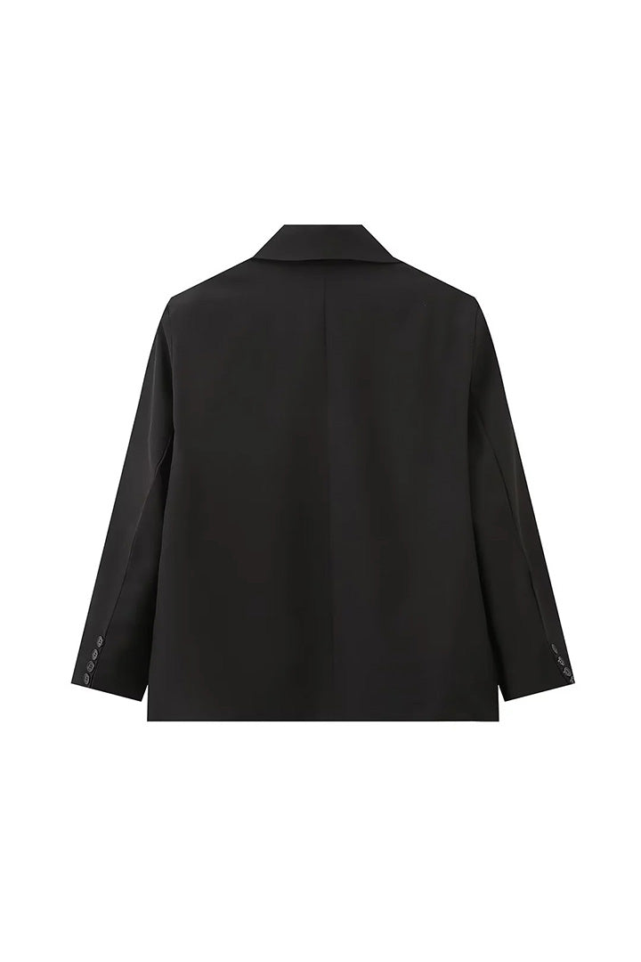 Blazer Oversized con Spacco Laterale Blu Acciaio