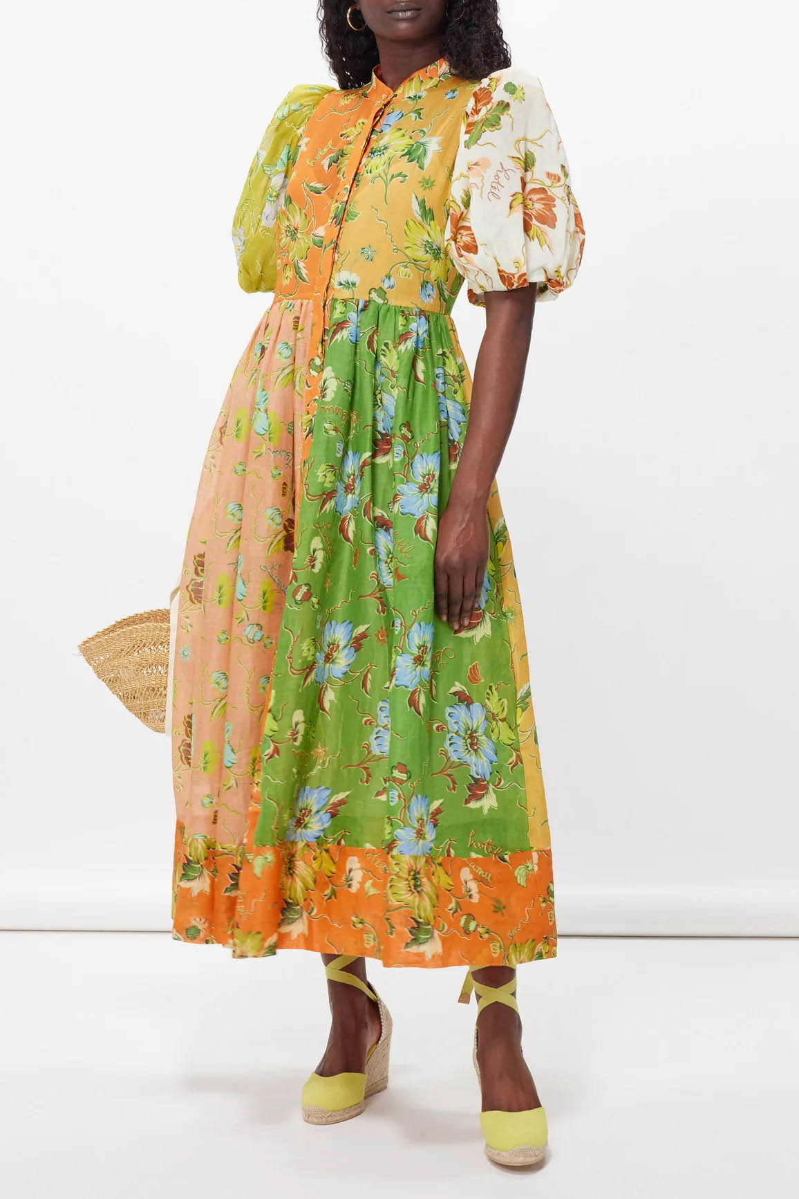 Vestito Midi con Maniche a Palloncino Floral Interlude