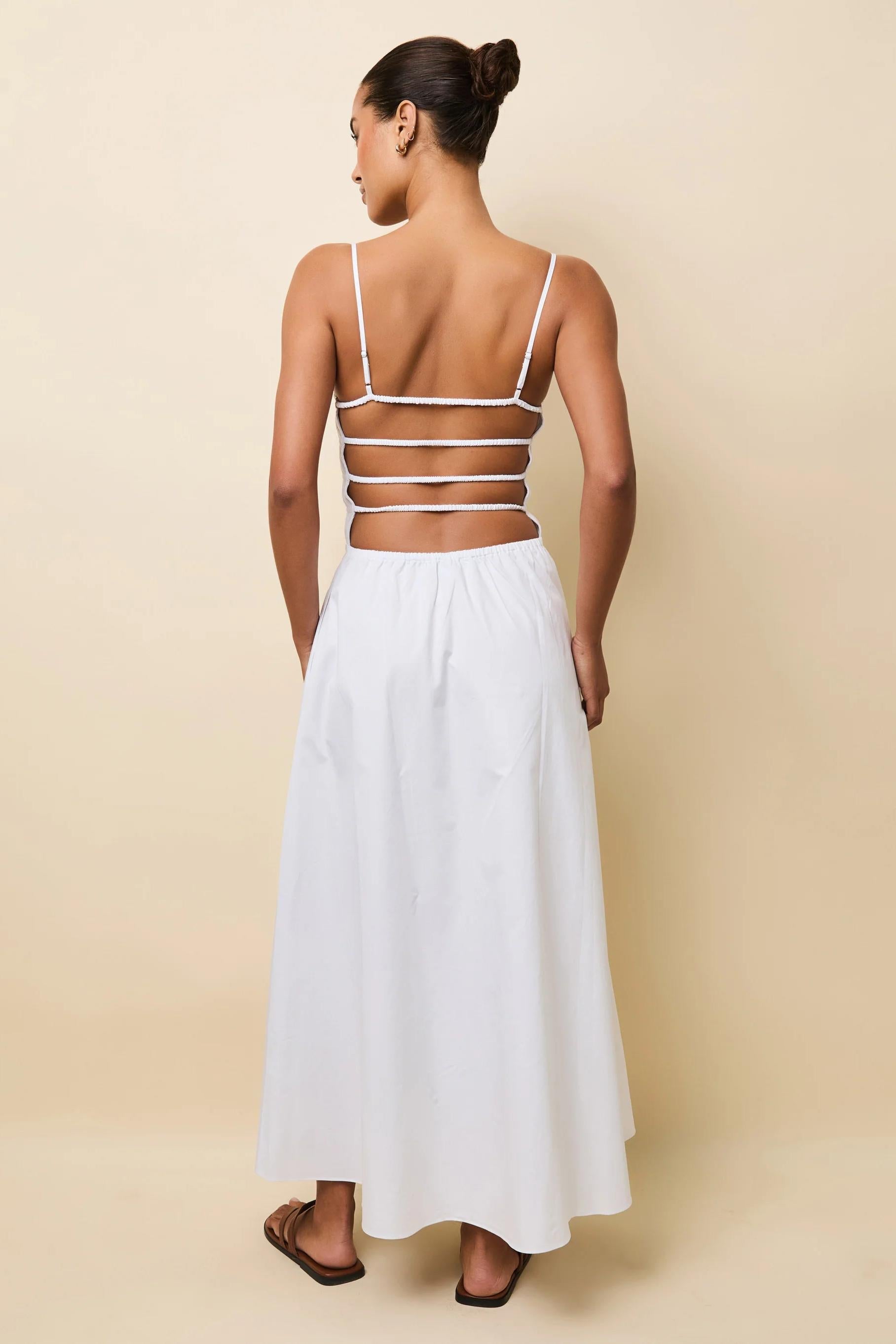 Vestito Midi Delta Colore Bianco Ottico