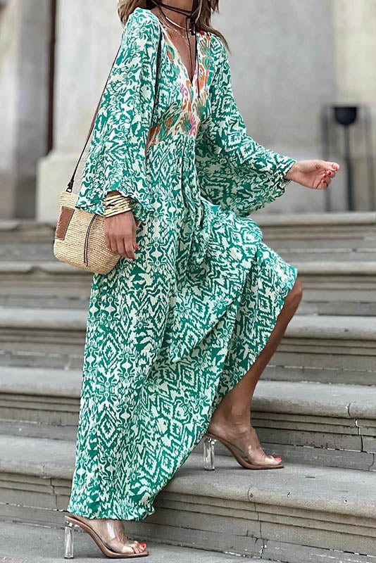 Vestito Midi Estivo con scollo a V e motivo floreale