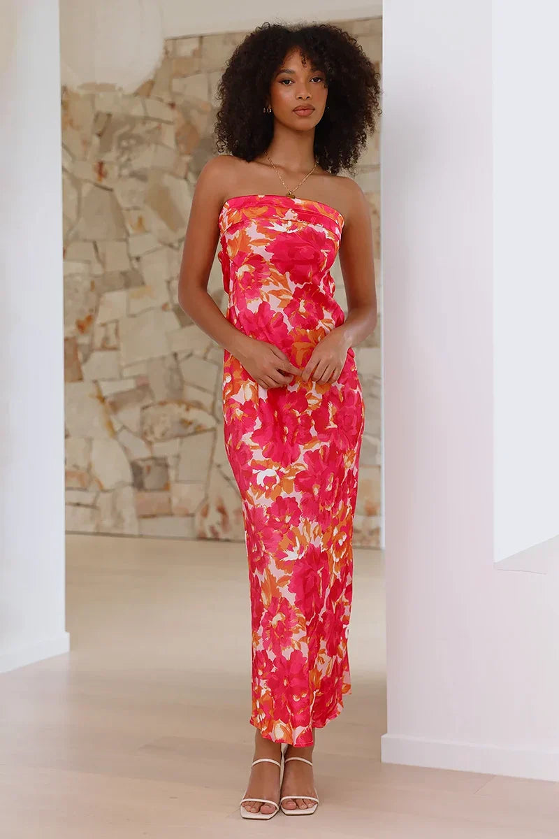 Vestito Maxi Miya - Floral Rosa/Rosso